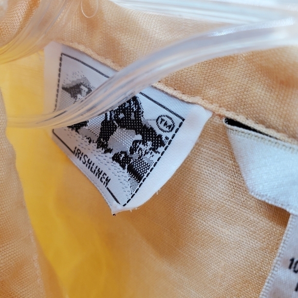 Edward Blouse M Peach Irish Linen Button Up SS Lace Embroidery Cottage Neutral - Picture 8 of 10